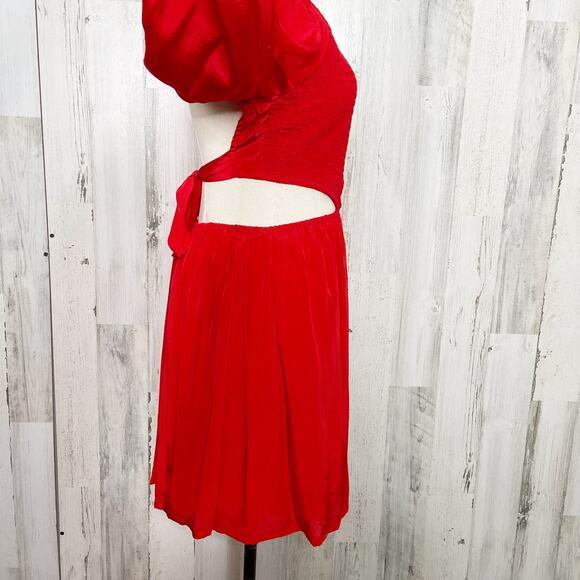 NWT Shahida Parides Cut Out Mini Dress Red Silk Beach Resort Vacation Size S - Picture 8 of 15